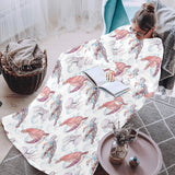 Watercolor sea turtle jellyfish pattern Blanket Robe with Sleeves