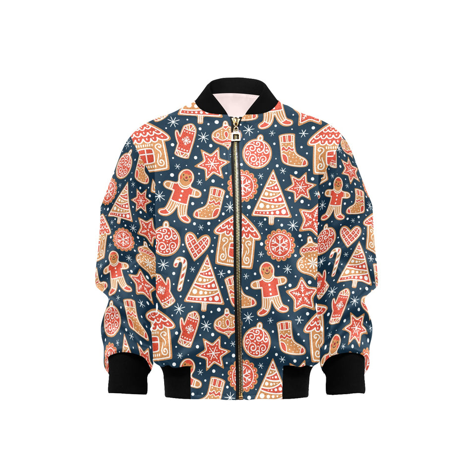 Christmas gingerbread cookie pattern Kids' Boys' Girls' Bomber Jacket