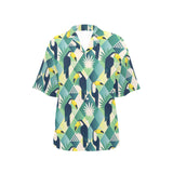 Toucan tropical leaves design pattern Women's All Over Print Hawaiian Shirt