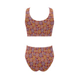 Gear Pattern Print Design 04 Chest Bowknot High Waisted Bikini Swimsuit