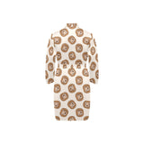 Lion Pattern Print Design 01 Men's Long Sleeve Belted Night Robe