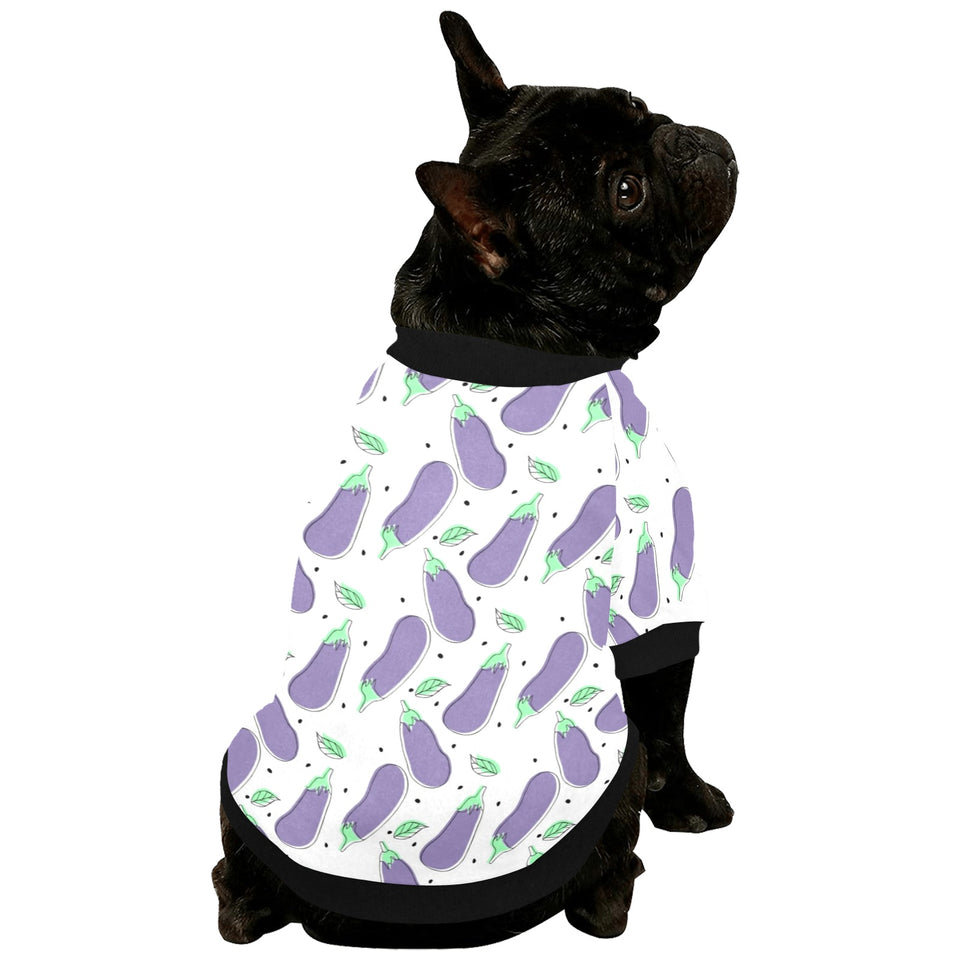 Eggplant Pattern Print Design 05 All Over Print Pet Dog Round Neck Fuzzy Shirt