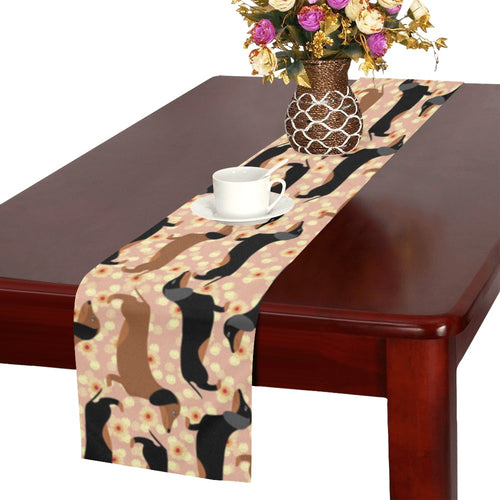 Dachshund floral background Table Runner