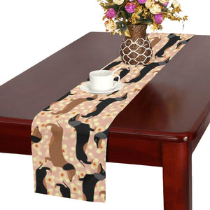 Dachshund floral background Table Runner