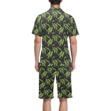 Green Peas Pattern Print Design 02 Men's V-Neck Short Pajama Set