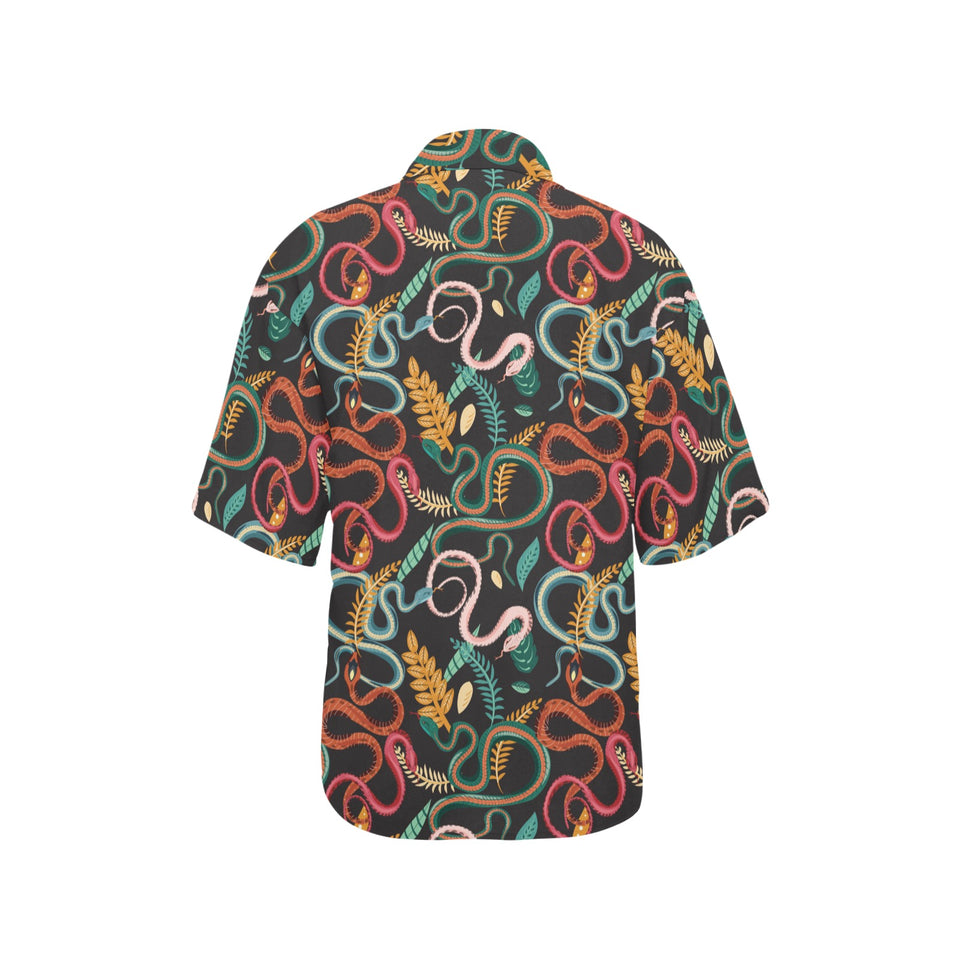 Colorful snake plant pattern Women's All Over Print Hawaiian Shirt