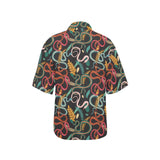 Colorful snake plant pattern Women's All Over Print Hawaiian Shirt