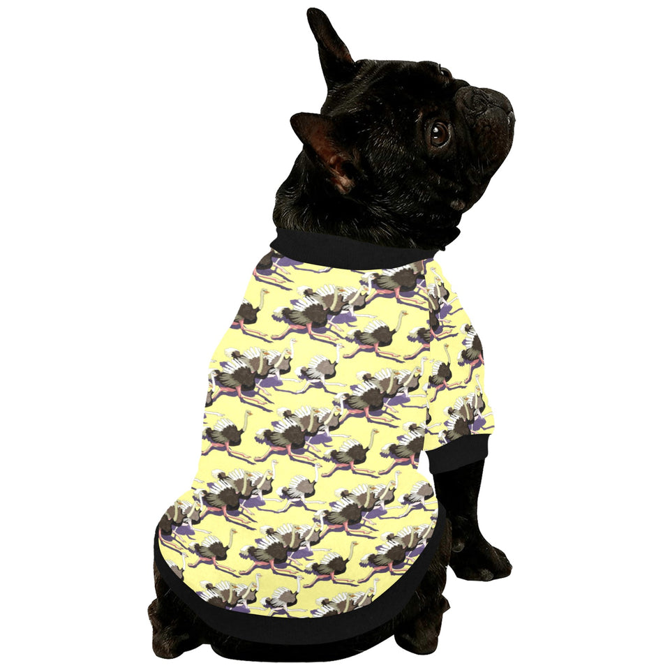 Ostrich Pattern Print Design 04 All Over Print Pet Dog Round Neck Fuzzy Shirt