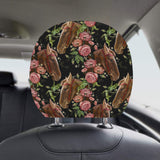 Horse head wild roses pattern Car Headrest Cover