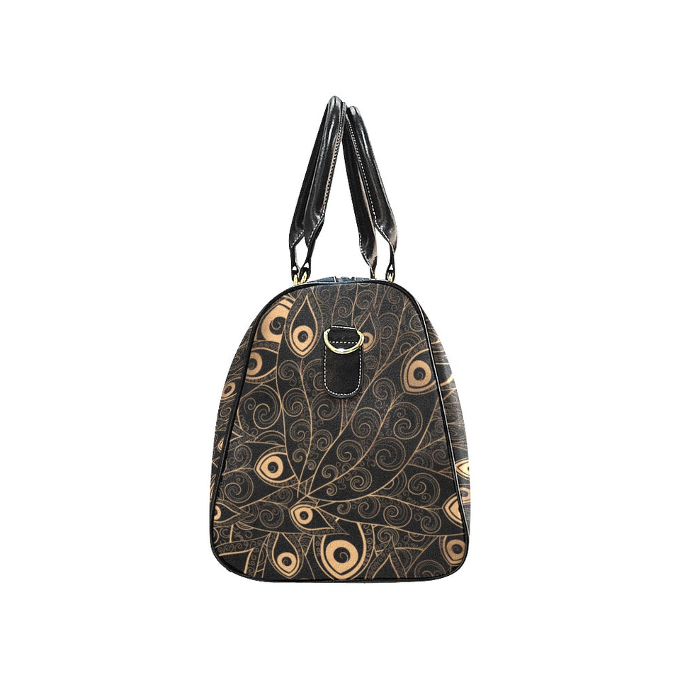 Gold peacock feather pattern Travel Bag