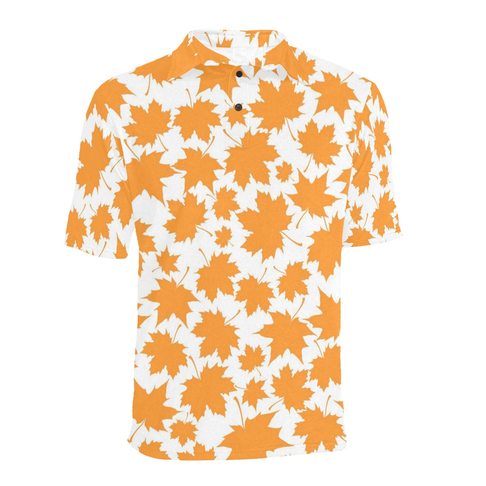 Orange Maple Leaf pattern Men's All Over Print Polo Shirt