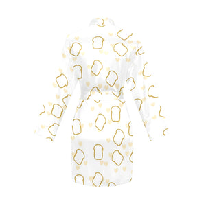 Bread Toast Pattern Print Design 01 Women's Long Sleeve Belted Night Robe