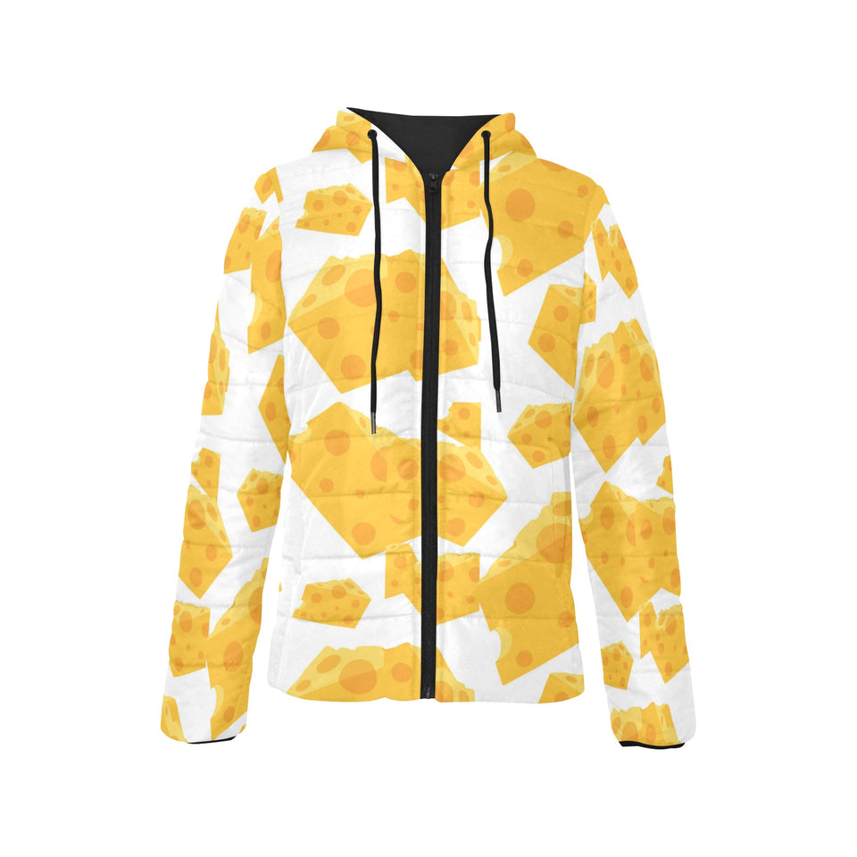 Cheese slice pattern Women's Padded Hooded Jacket