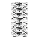 Black whale pattern Beach Towel