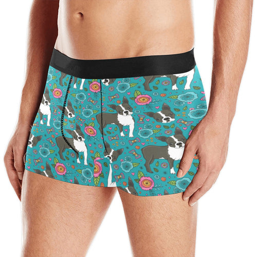 Boston terrier beautiful flower pattern Men's All Over Print Boxer Briefs Men's Underwear