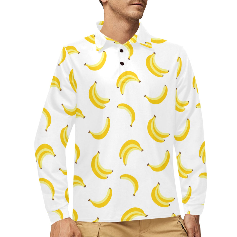 Banana pattern Men's Long Sleeve Polo Shirt