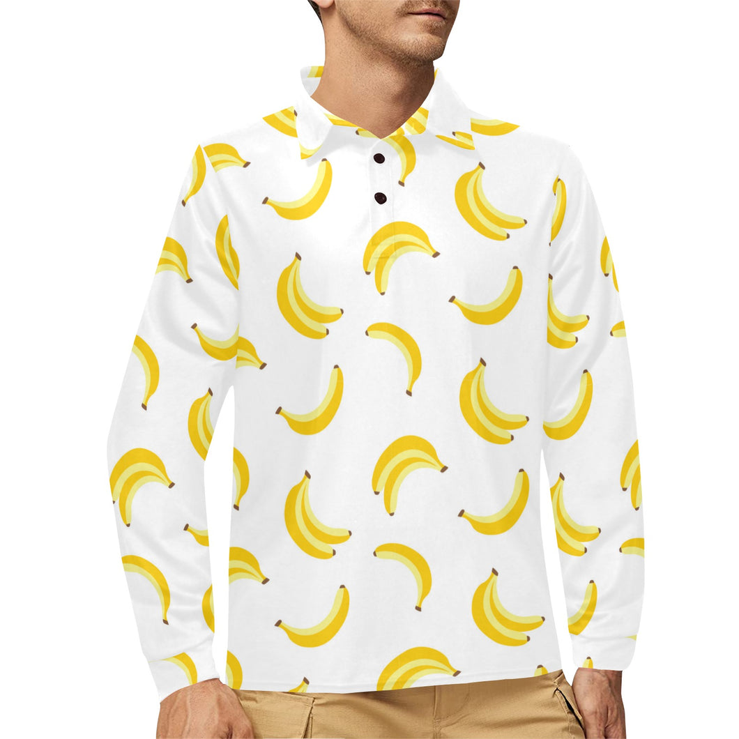 Banana pattern Men's Long Sleeve Polo Shirt