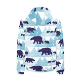 polar bear winter snow pattern Men's Padded Hooded Jacket