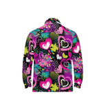 heart dot wave star creative design pattern Men's Long Sleeve Polo Shirt