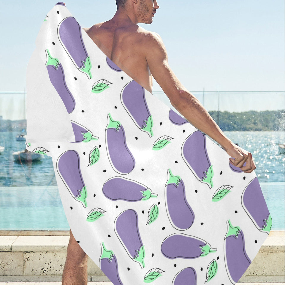Eggplant Pattern Print Design 05 Beach Towel