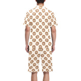 Lion Pattern Print Design 01 Men's V-Neck Short Pajama Set