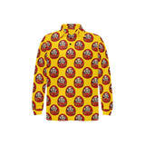 Daruma japanese wooden doll yellow background Men's Long Sleeve Polo Shirt