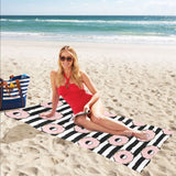 Donuts pink icing striped pattern Beach Towel
