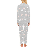 Heart pattern gray background Women's All Over Print Pajama Set