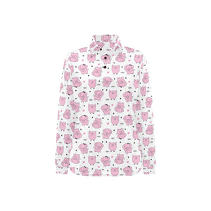 Pig Pattern Print Design 03 Women's Long Sleeve Polo Shirt