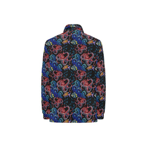 Octopus sea wave tropical fishe pattern Women's Long Sleeve Polo Shirt