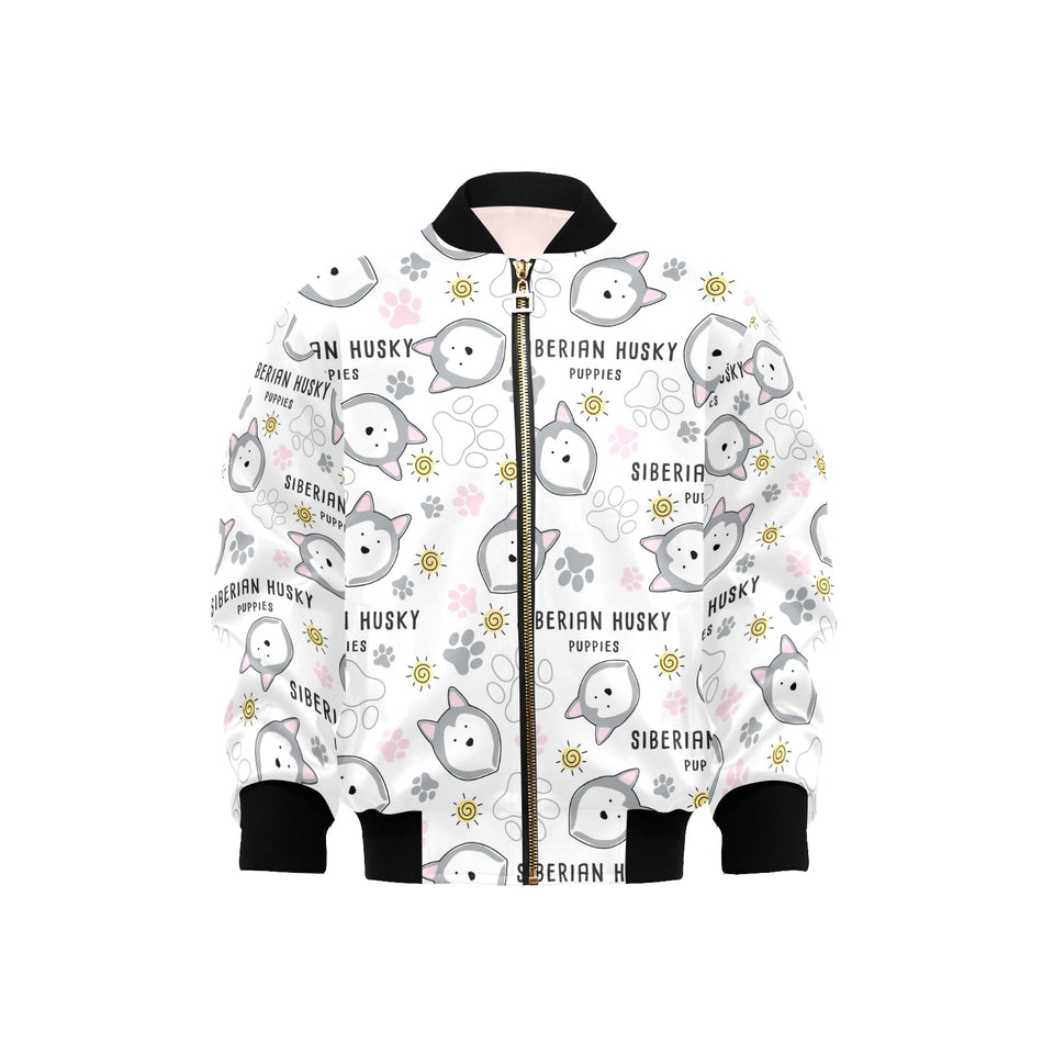 Siberian Husky design pattern Kids' Boys' Girls' Bomber Jacket