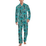 Anchor nautical green background Men's Long Pajama Set