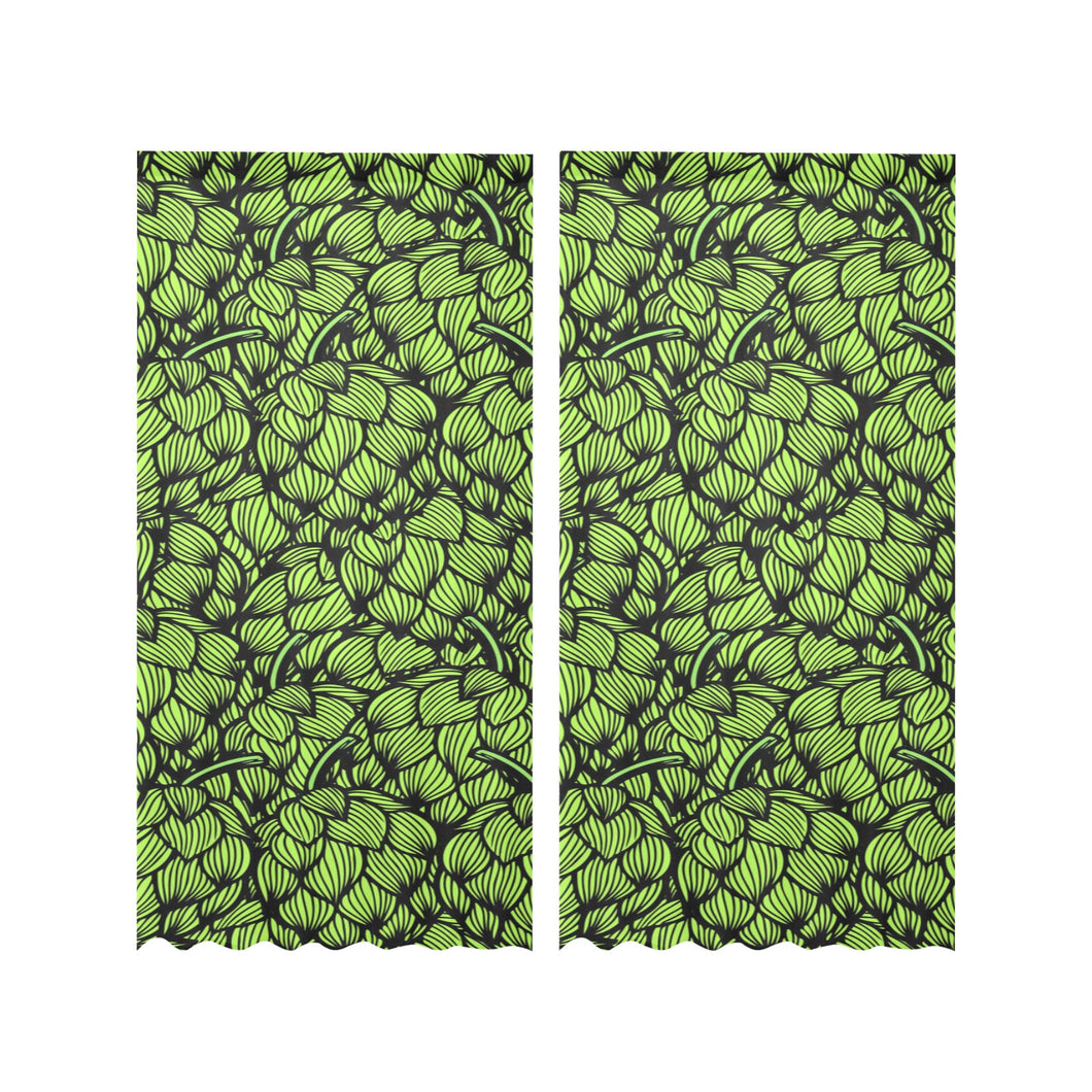 Green hop pattern Gauze Curtain