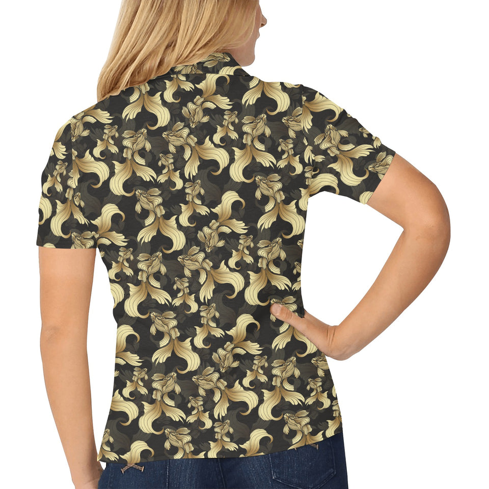Goldfish Pattern Print Design 01 Women's All Over Print Polo Shirt