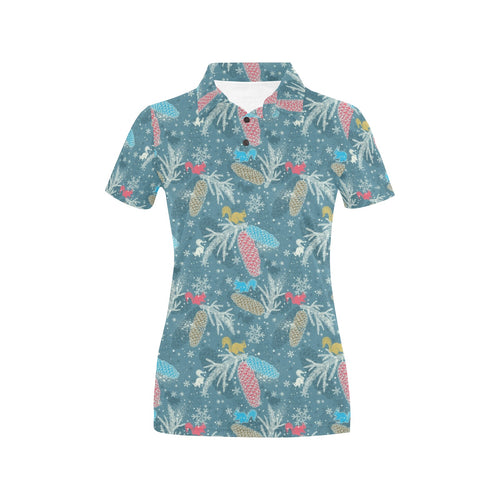 Squirrel Pattern Print Design 01 Women's All Over Print Polo Shirt