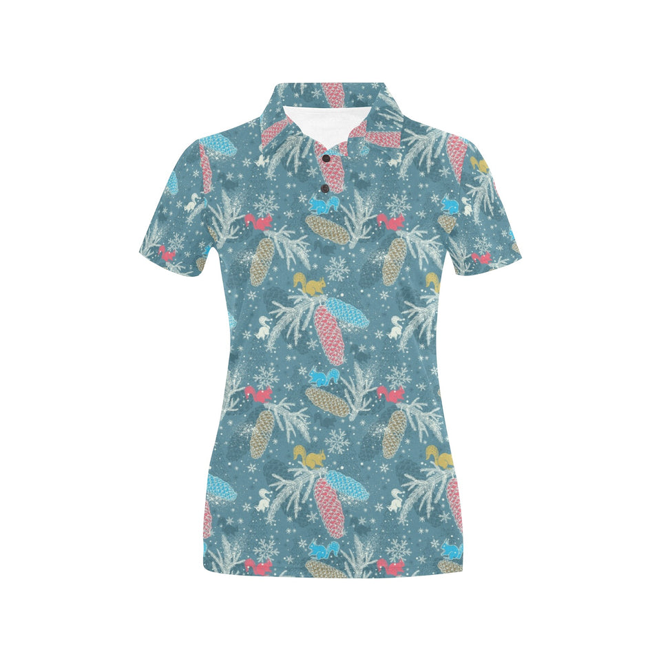 Squirrel Pattern Print Design 01 Women's All Over Print Polo Shirt