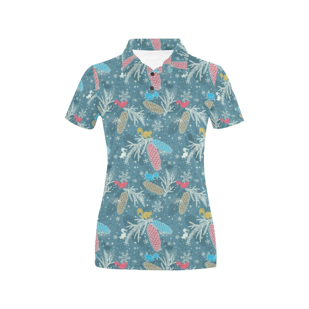 Squirrel Pattern Print Design 01 Women's All Over Print Polo Shirt