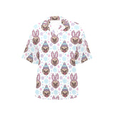 Cute pug hat rabbit costume pattern Women's All Over Print Hawaiian Shirt