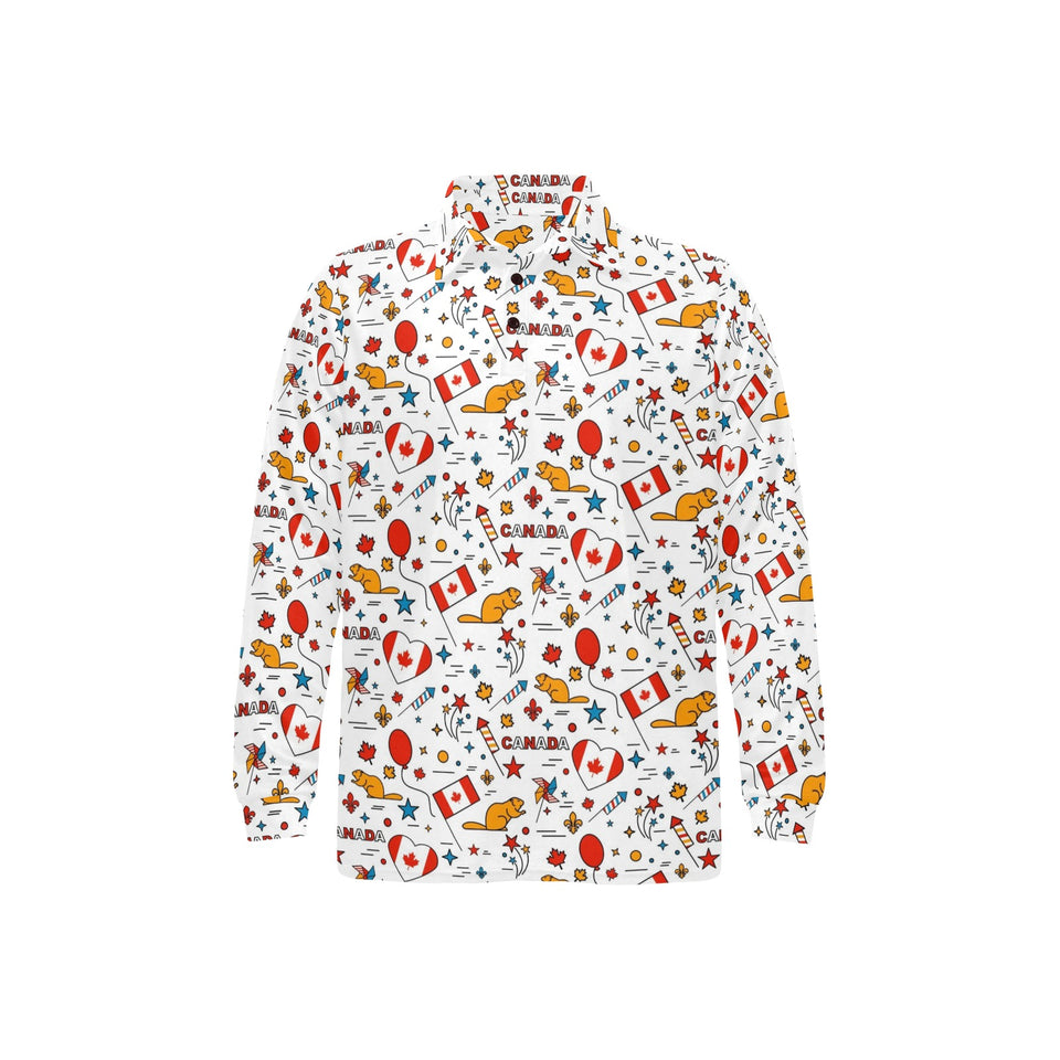 Canada Pattern Print Design 03 Men's Long Sleeve Polo Shirt