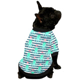 Cute octopuses heart striped background All Over Print Pet Dog Round Neck Fuzzy Shirt