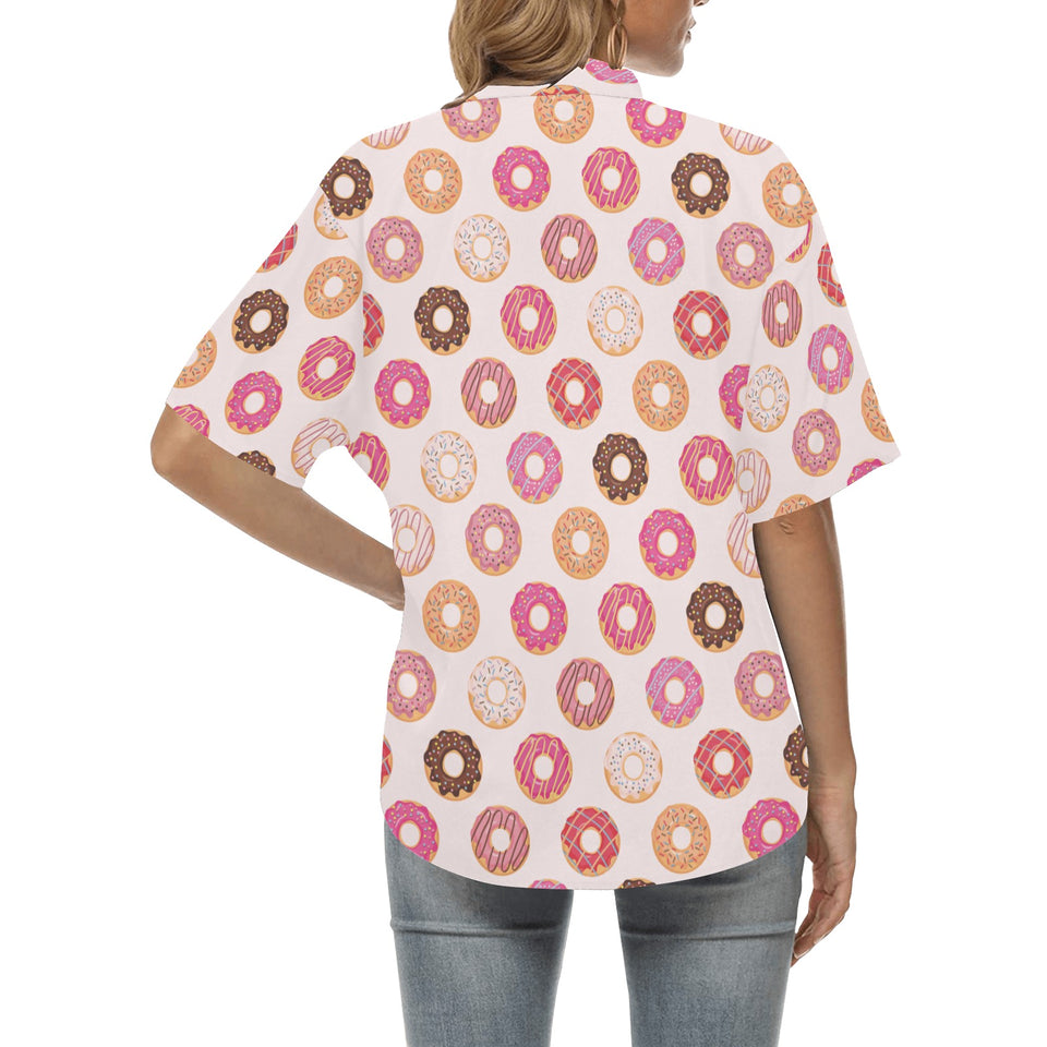 Colorful donut pattern Women's All Over Print Hawaiian Shirt