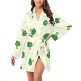 Broccoli pattern Women's Long Sleeve Belted Night Robe