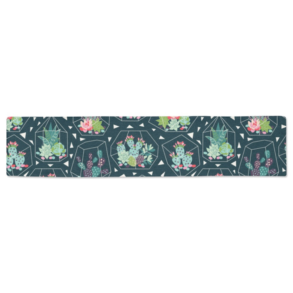Cactus glass terrarium pattern Table Runner