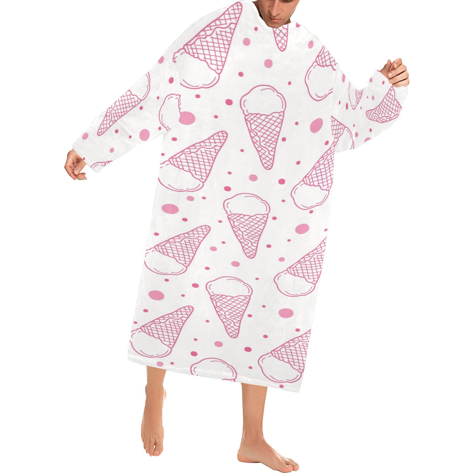 Hand drawn ice cream pattern Blanket Robe with Sleeves