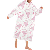 Hand drawn ice cream pattern Blanket Robe with Sleeves