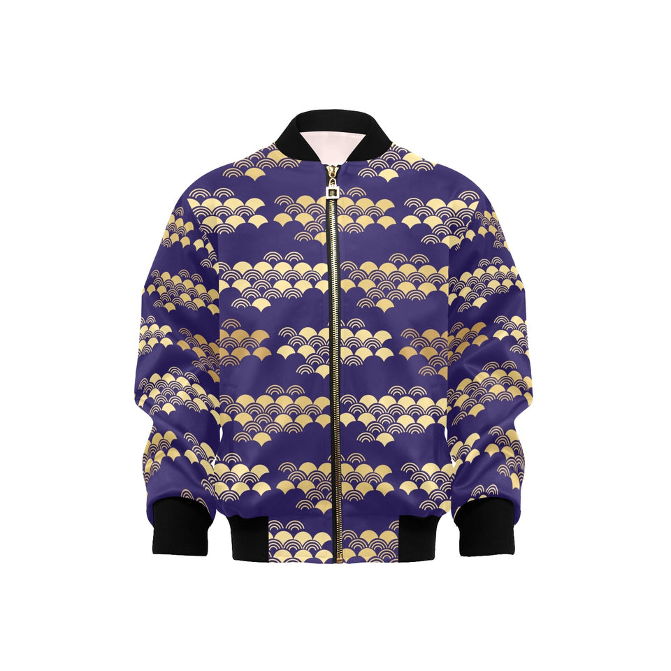 Beautiful japanese fan pattern Kids' Boys' Girls' Bomber Jacket