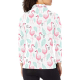 Cute flamingo pattern Women's Long Sleeve Polo Shirt
