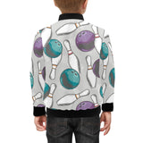 Bowling ball and pin gray background Kids' Boys' Girls' Bomber Jacket