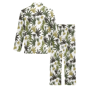 Canabis Marijuana Weed Pattern Print Design 05 Men's Long Pajama Set