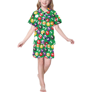 Billiard Ball Pattern Print Design 02 Kids' Boys' Girls' V-Neck Short Pajama Set